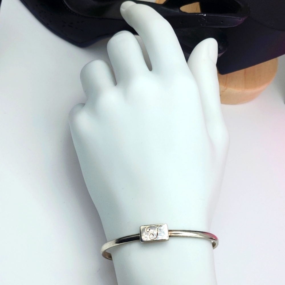 Vintage Sterling Silver 925 Marked J Initial Bracelet - Picture 3 of 10